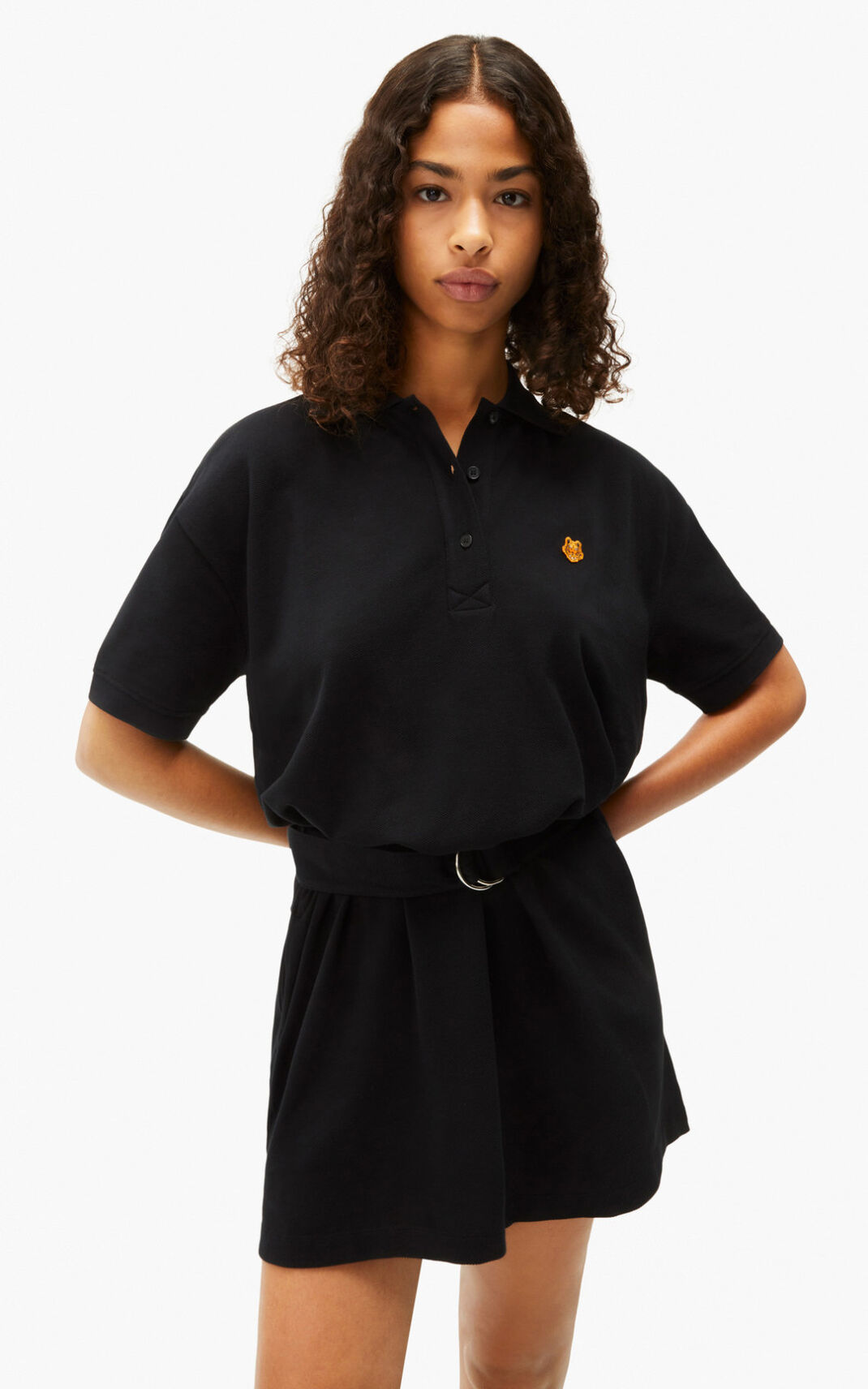 Vestidos Kenzo Tiger crest polo Mujer Negras SUP287615